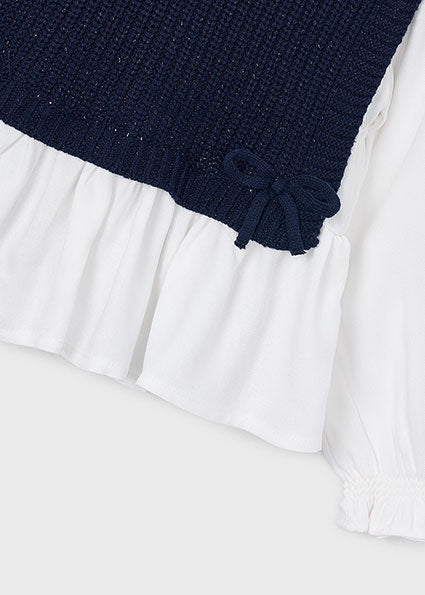 Mayoral camasa fete cu vesta tricotata 5-10 ani Navy blue