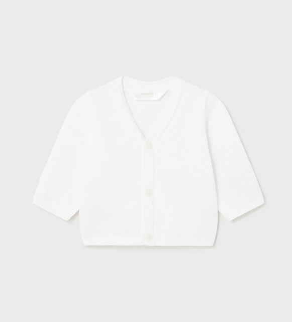 Mayoral cardigan baieti cu gat in V 0-18 luni Alb