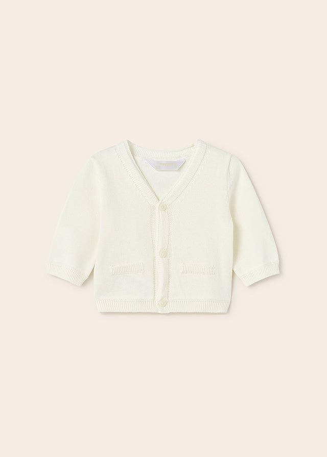 Mayoral cardigan baieti tricot din bumbac 0-18 luni, Off-white Imagine principală a produsului