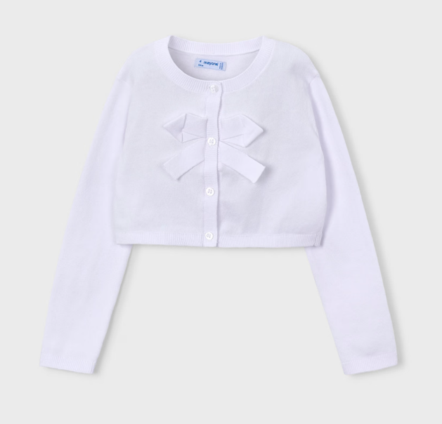 Mayoral cardigan fete cu funda mare aplicata 5-10 ani Alb Imagine principală a produsului