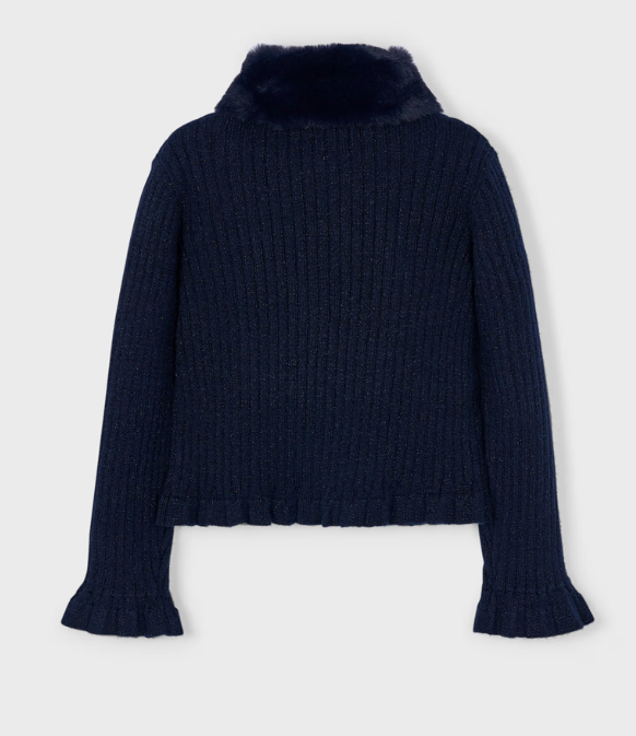 Mayoral cardigan fete cu guler detasabil din blanita 5-10 ani Navy Blue