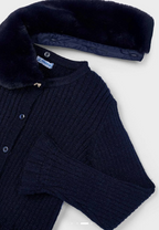 Mayoral cardigan fete cu guler detasabil din blanita 5-10 ani Navy Blue