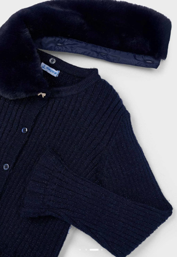 Mayoral cardigan fete cu guler detasabil din blanita 5-10 ani Navy Blue
