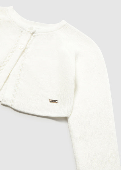 Mayoral cardigan fete din tricot cu guler rotund 12-48 luni Off-white Imagine secundară a produsului