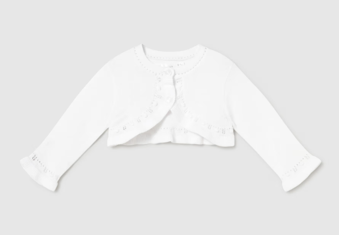 Mayoral cardigan fete din tricot cu volanase  0-18 luni Alb Imagine principală a produsului