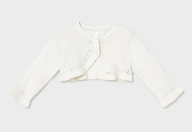 Mayoral cardigan fete din tricot cu volanase  0-18 luni Ecru