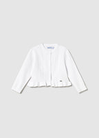 Mayoral cardigan fete din tricot cu volane 12-48 luni Alb