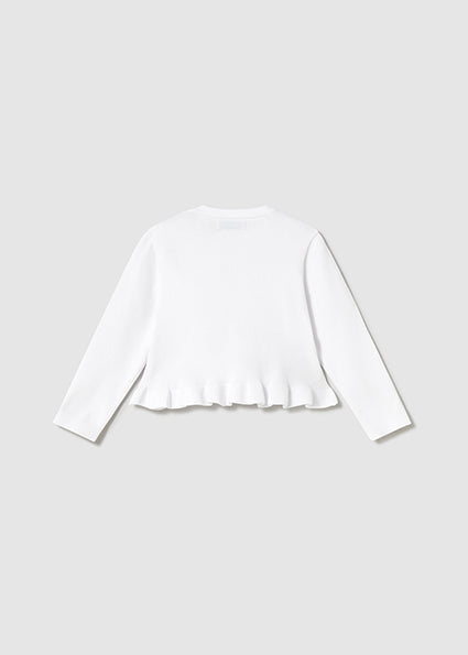 Mayoral cardigan fete din tricot cu volane 12-48 luni Alb