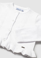 Mayoral cardigan fete din tricot cu volane 12-48 luni Alb