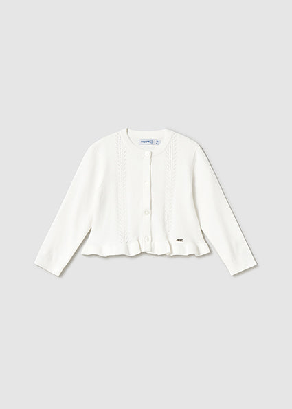 Mayoral cardigan fete din tricot cu volane 12-48 luni Off-white Imagine principală a produsului