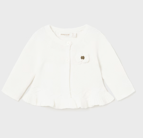 Mayoral cardigan fete tricot cu fundita 0-18 luni Off-white