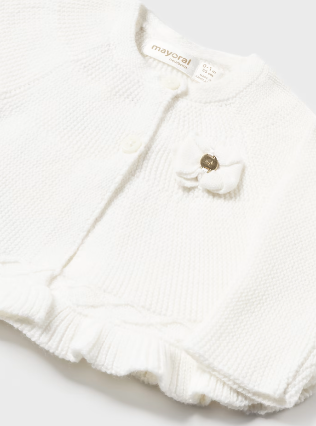 Mayoral cardigan fete tricot cu fundita 0-18 luni Off-white