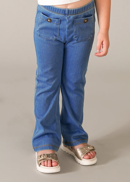 Mayoral colanti fete lungi evazati cu buzunare  5-10 ani Denim mediu