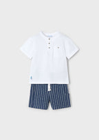 Mayoral compleu baieti 2 piese bermude dungi si tricou 5-10 ani Midnight