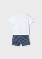 Mayoral compleu baieti 2 piese bermude dungi si tricou 5-10 ani Midnight