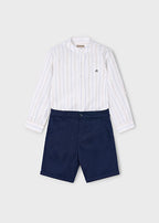 Mayoral compleu baieti 2 piese bermude si camasa 5-10 ani Navy blue