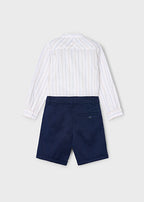 Mayoral compleu baieti 2 piese bermude si camasa 5-10 ani Navy blue
