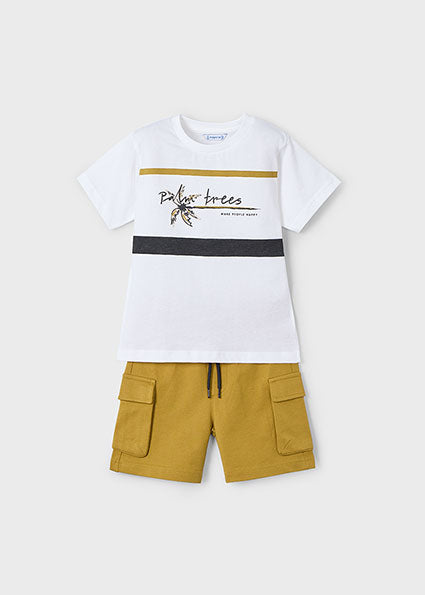 Mayoral compleu baieti 2 piese bermude si tricou cargo  5-10 ani Alb-Dune Imagine principală a produsului