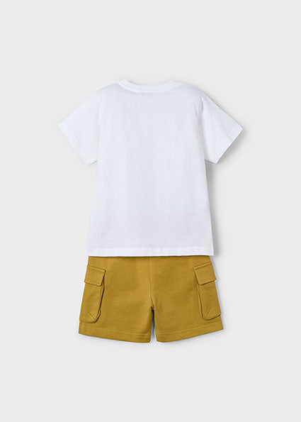 Mayoral compleu baieti 2 piese bermude si tricou cargo  5-10 ani Alb-Dune Imagine secundară a produsului