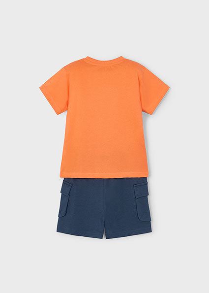 Mayoral compleu baieti 2 piese bermude si tricou cargo  5-10 ani Coral-Midnight Imagine secundară a produsului