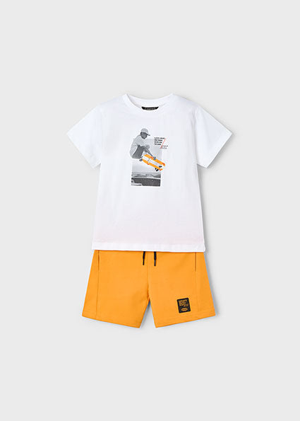 Mayoral compleu baieti 2 piese cu skateboard 5-10 ani Orange