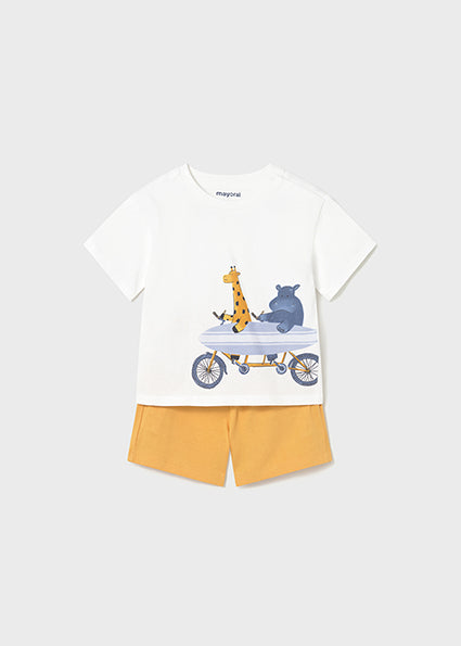Mayoral compleu baieti 2 piese de vara 12-48 Peach safari