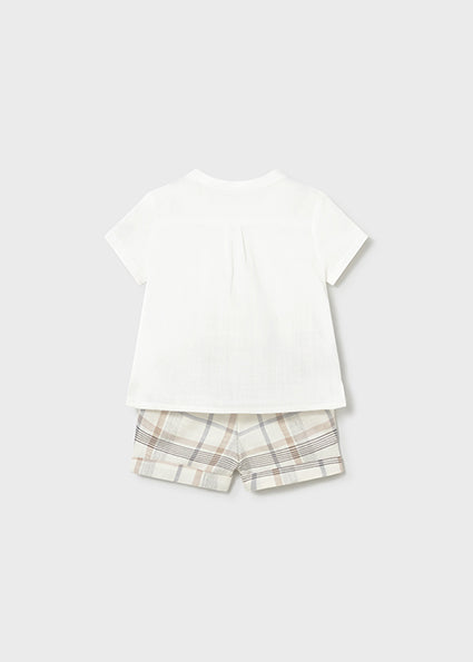 Mayoral compleu baieti 2 piese set cu pantaloni scurti 0-18 luni Grau