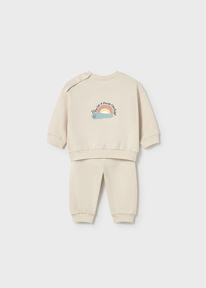 Mayoral compleu baieti 2 piese de tip trening 0-18 luni Ecru cu melc Imagine secundară a produsului