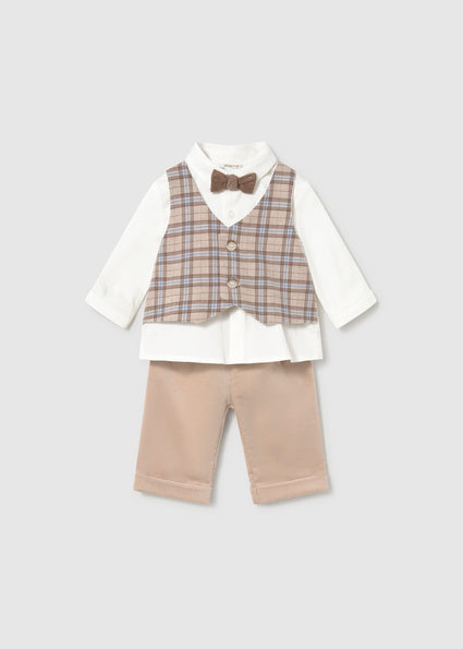 Mayoral compleu baieti 3 piese elegant cu papion 0-18 luni Frappe