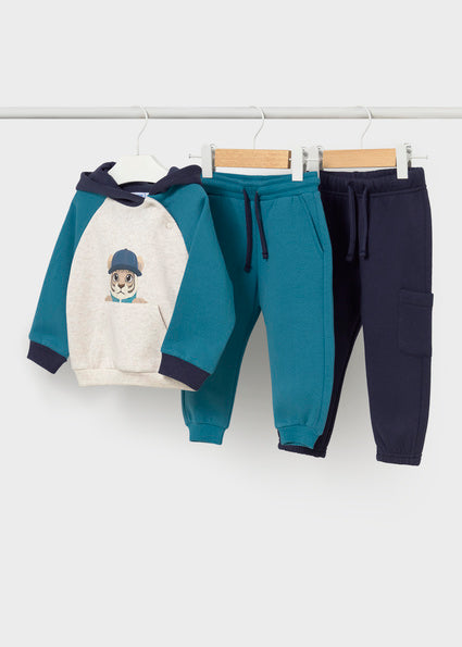 Mayoral compleu baieti 3 piese trening cu 2 pantaloni 12-48 luni Alaska cu tigru