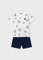 Mayoral compleu baieti vara 2 piese 5-10 ani Navy blue cu mingi