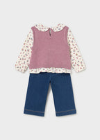 Mayoral compleu fete 2 piese cu blugi 12-48 luni Violet mixat