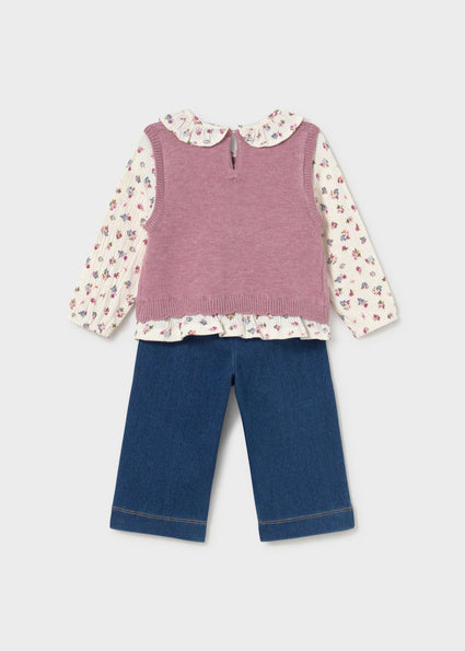 Mayoral compleu fete 2 piese cu blugi 12-48 luni Violet mixat