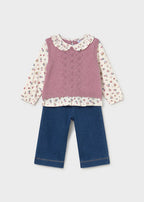 Mayoral compleu fete 2 piese cu blugi 12-48 luni Violet mixat