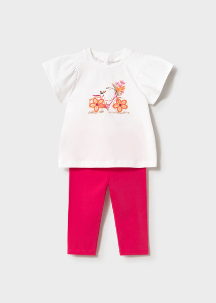 Mayoral compleu fete 2 piese cu colanti 12-48 luni Clavel cu flori Imagine principală a produsului