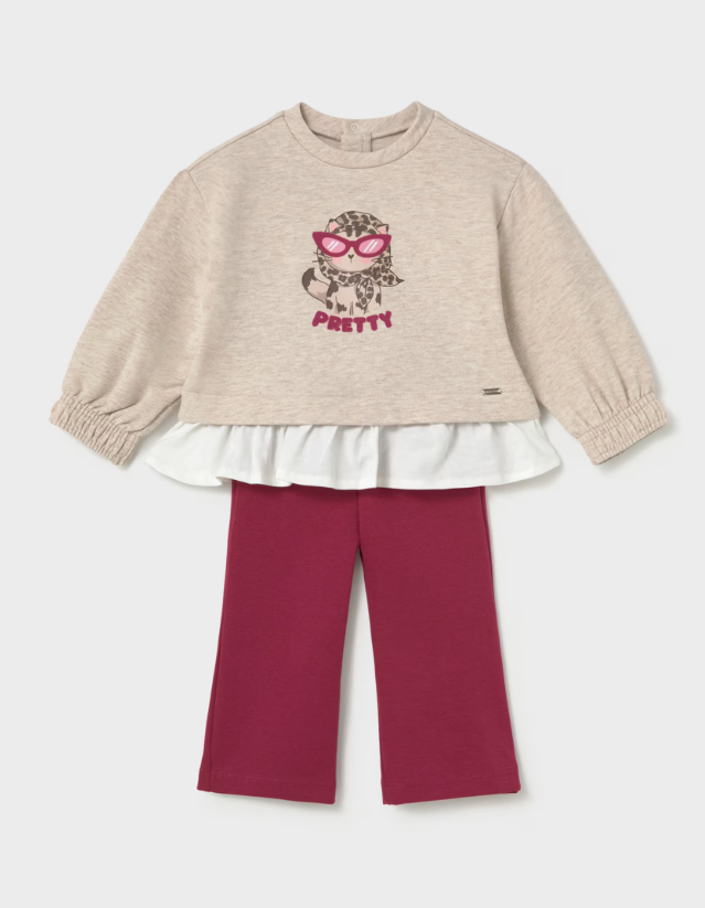 Mayoral compleu fete 2 piese cu colanti flare 12-48 luni Framboise