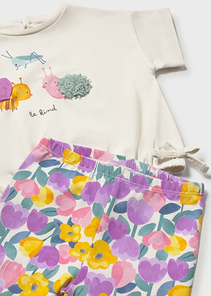 Mayoral compleu fete 2 piese de vara cu imprimeu 12-48 luni Lilac cu flori