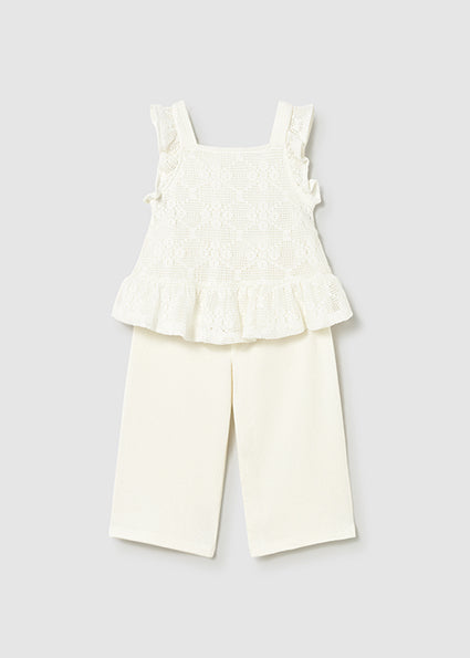 Mayoral compleu fete 2 piese cu pantaloni lungi 12-48 luni Off-white Imagine principală a produsului