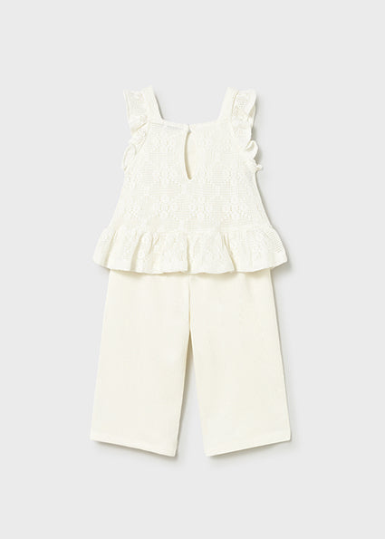 Mayoral compleu fete 2 piese cu pantaloni lungi 12-48 luni Off-white
