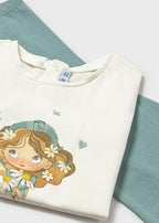 Mayoral compleu fete 3 piese 12-48 luni menta cu floricele