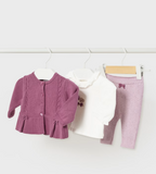 Mayoral compleu fete 3 piese tricot 0-18 luni Berenjena