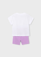 Mayoral compleu fete de vara 2 piese 5-10 ani Lilac cu pantofi