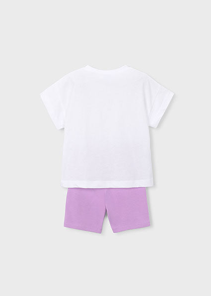 Mayoral compleu fete de vara 2 piese 5-10 ani Lilac cu pantofi