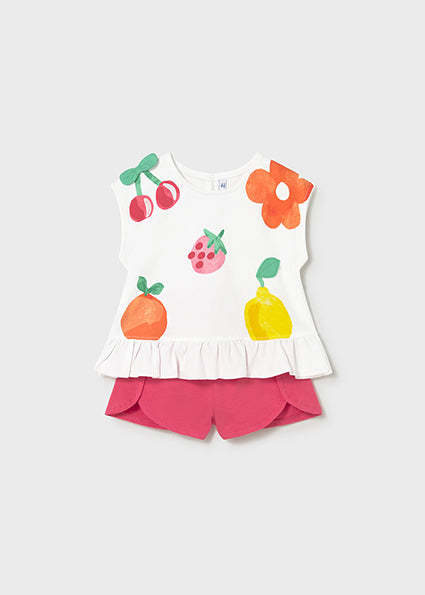 Mayoral compleu fete de vara 2 piese cu imprimeu fructe 12-48 luni Hibisco