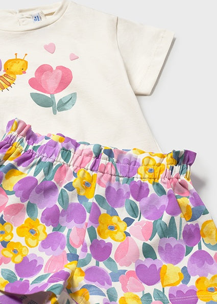 Mayoral compleu fete de vara 3 piese cu imprimeu floral 12-48 luni Lilac