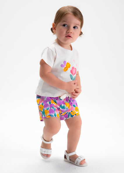 Mayoral compleu fete de vara 3 piese cu imprimeu floral 12-48 luni Lilac