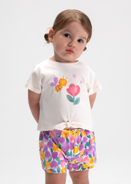 Mayoral compleu fete de vara 3 piese cu imprimeu floral 12-48 luni Lilac