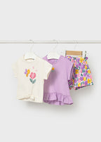 Mayoral compleu fete de vara 3 piese cu imprimeu floral 12-48 luni Lilac