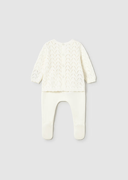 Mayoral compleu fete 2 piese tricot cu pantaloni cu botosei 0-18 luni Ceramica
