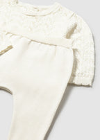 Mayoral compleu fete 2 piese tricot cu pantaloni cu botosei 0-18 luni Ceramica